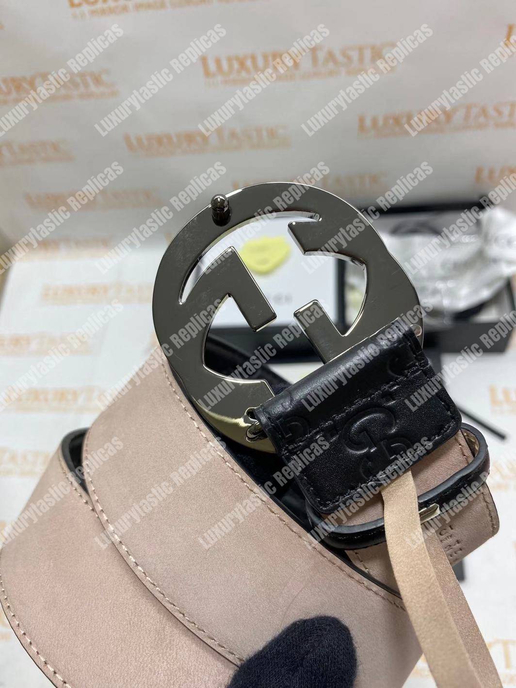 G*u*i signature leather belt black