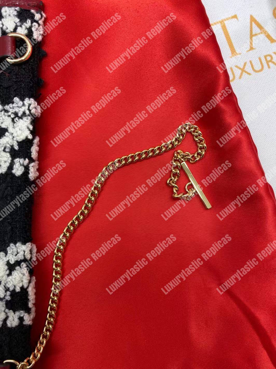 G*u*i rajah gg tweed large tote black & white