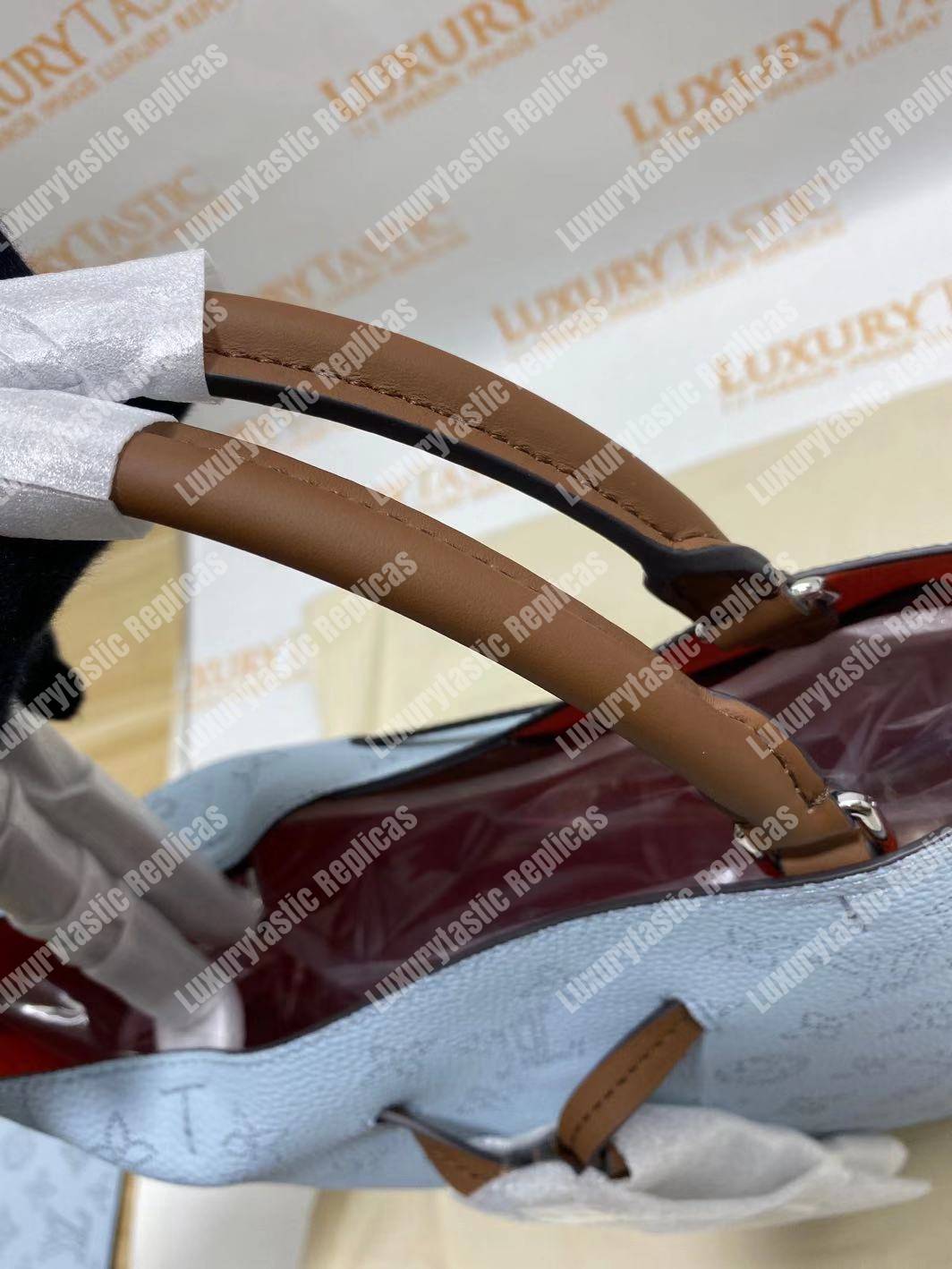 LV Girolata Handbag Mahina Bleu Horizon Pumpkin