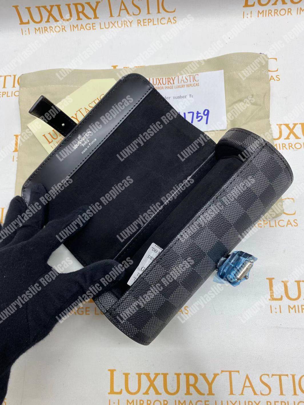 LV 3 Watch Case Damier Graphite Canvas