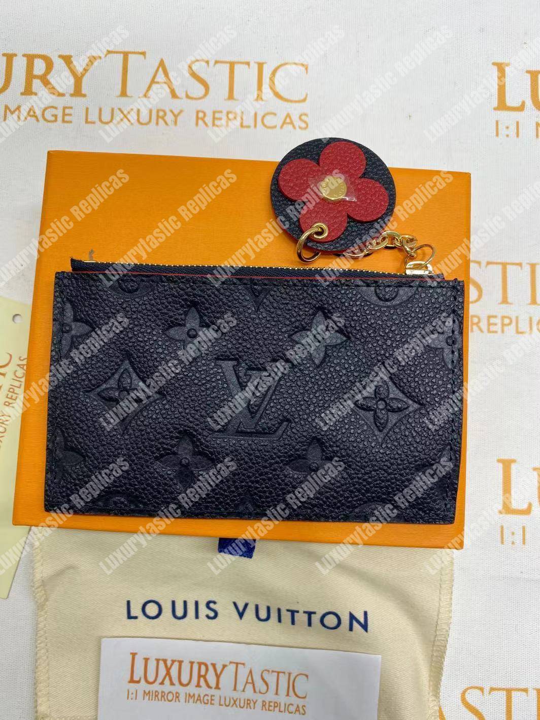 LV Zipped Card Holder Monogram Navy Red