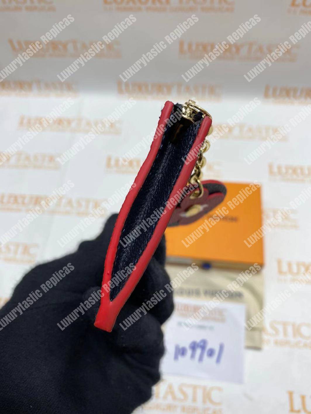 LV Zipped Card Holder Monogram Navy Red