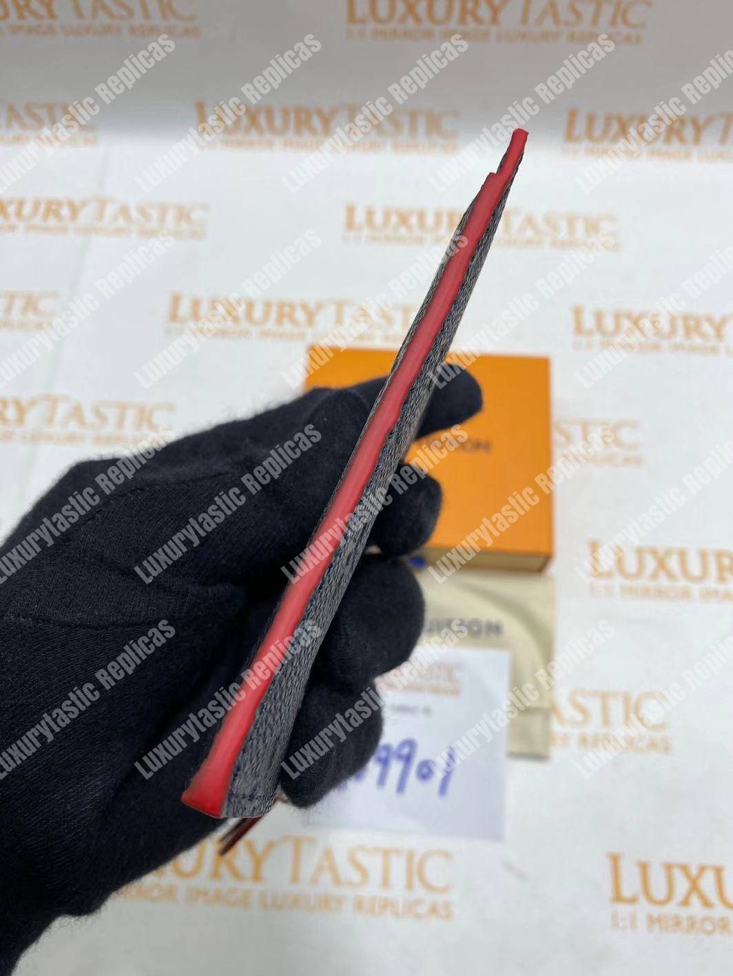 LV Zipped Card Holder Monogram Navy Red