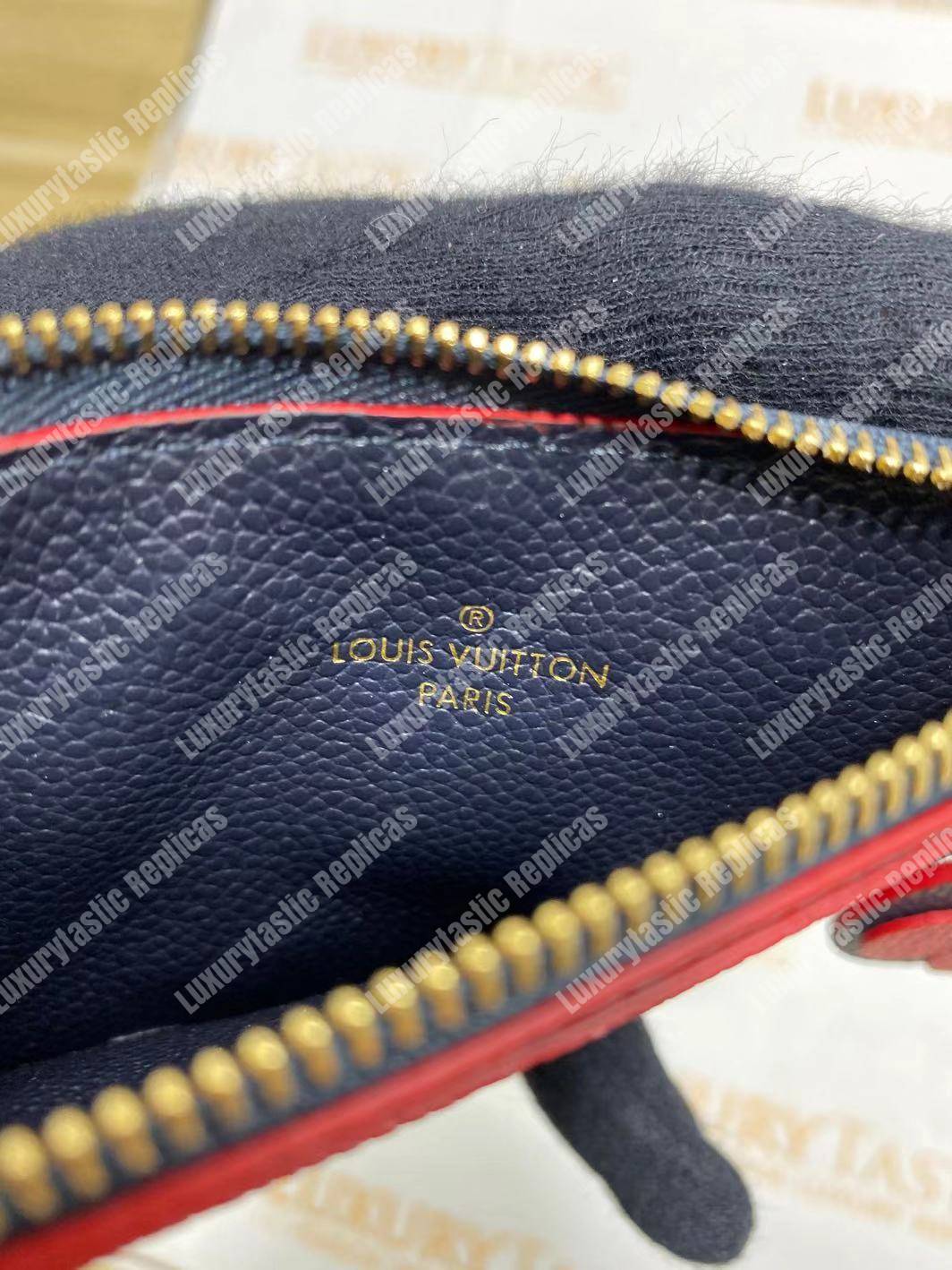 LV Zipped Card Holder Monogram Navy Red