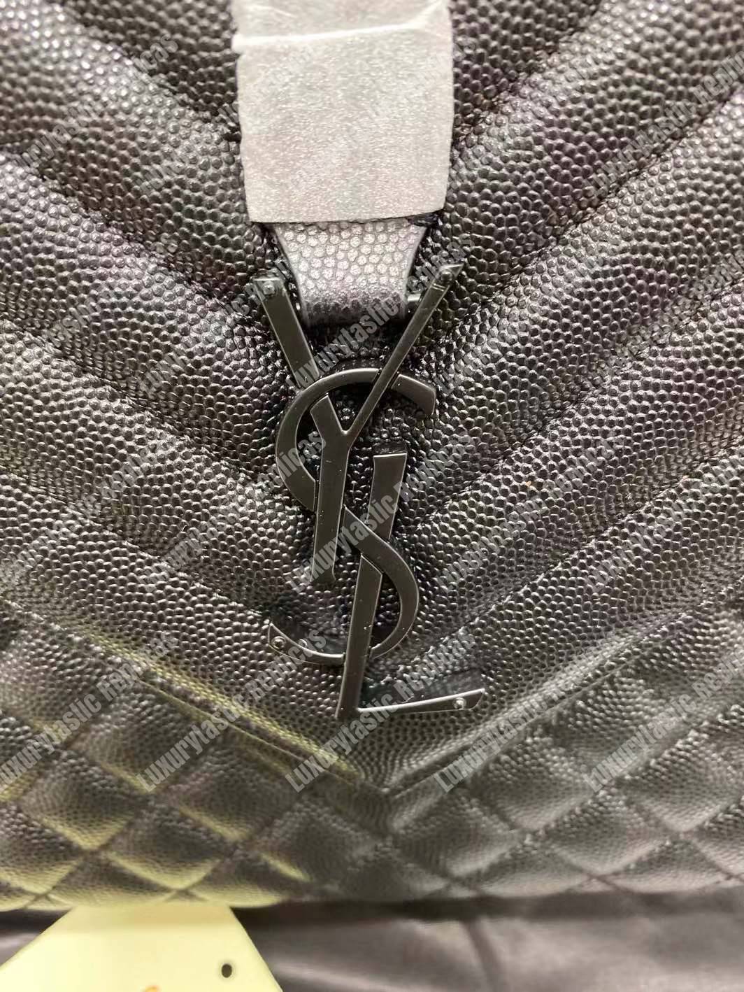 Saint Laurent Envelope Medium Bag Mix Matelassé Grain De Poudre Embossed leather Black Black-Toned