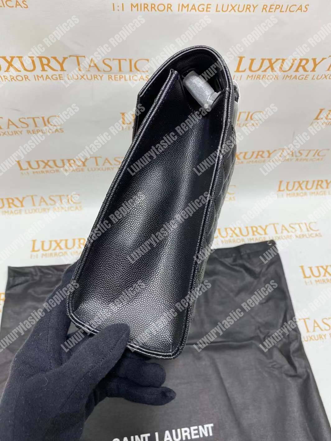 Saint Laurent Envelope Medium Bag Mix Matelassé Grain De Poudre Embossed leather Black Black-Toned