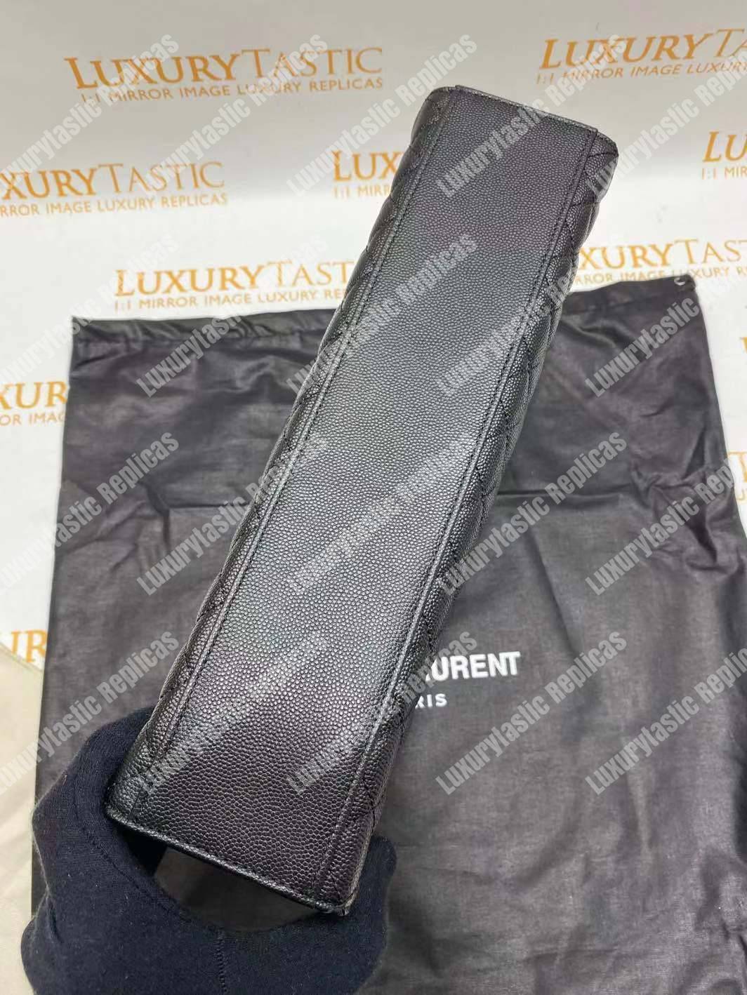 Saint Laurent Envelope Medium Bag Mix Matelassé Grain De Poudre Embossed leather Black Black-Toned