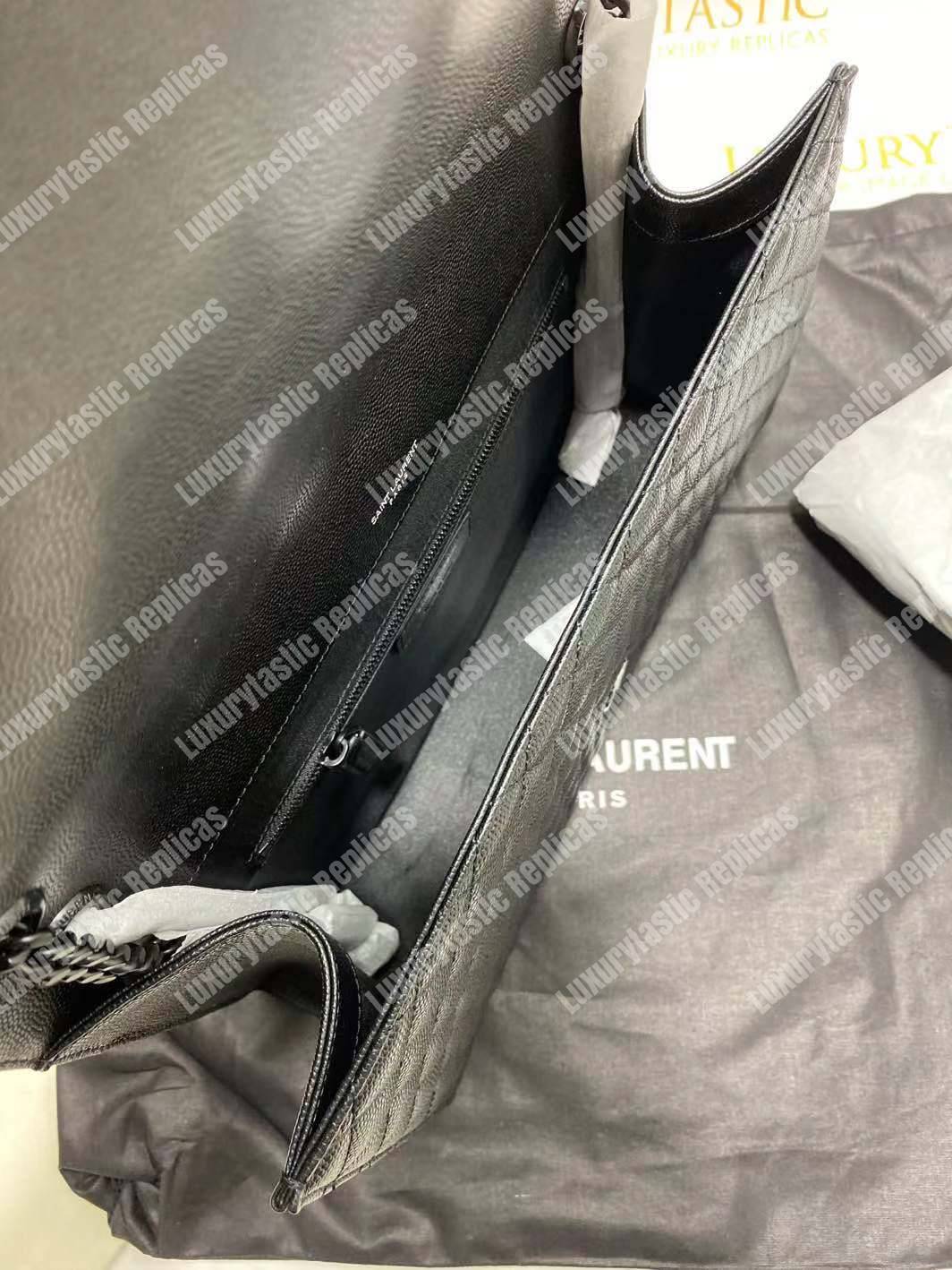 Saint Laurent Envelope Medium Bag Mix Matelassé Grain De Poudre Embossed leather Black Black-Toned