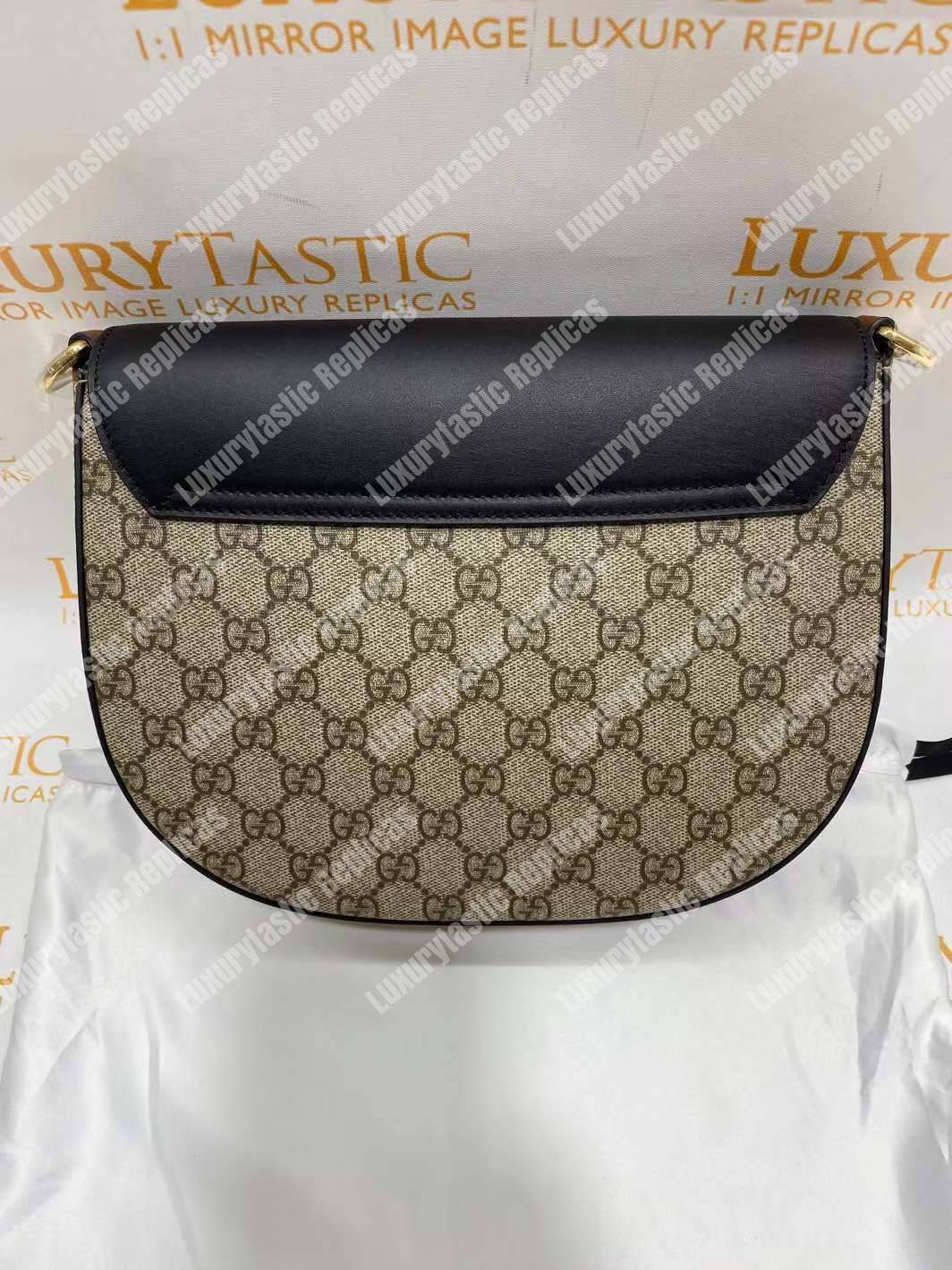 G*u*i padlock medium gg shoulder bag beige/ebony black