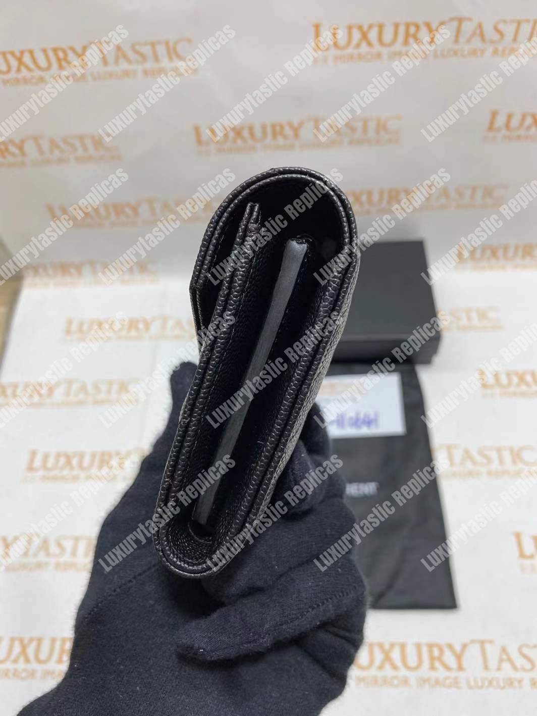 Saint Laurent Monogram Large Flap Wallet Black De Poudre