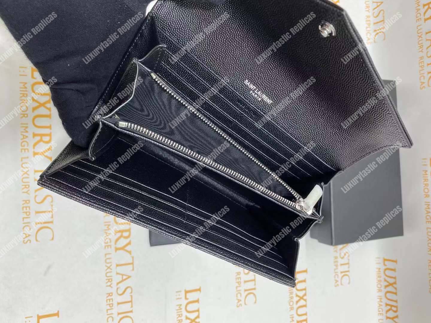 Saint Laurent Monogram Large Flap Wallet Black De Poudre