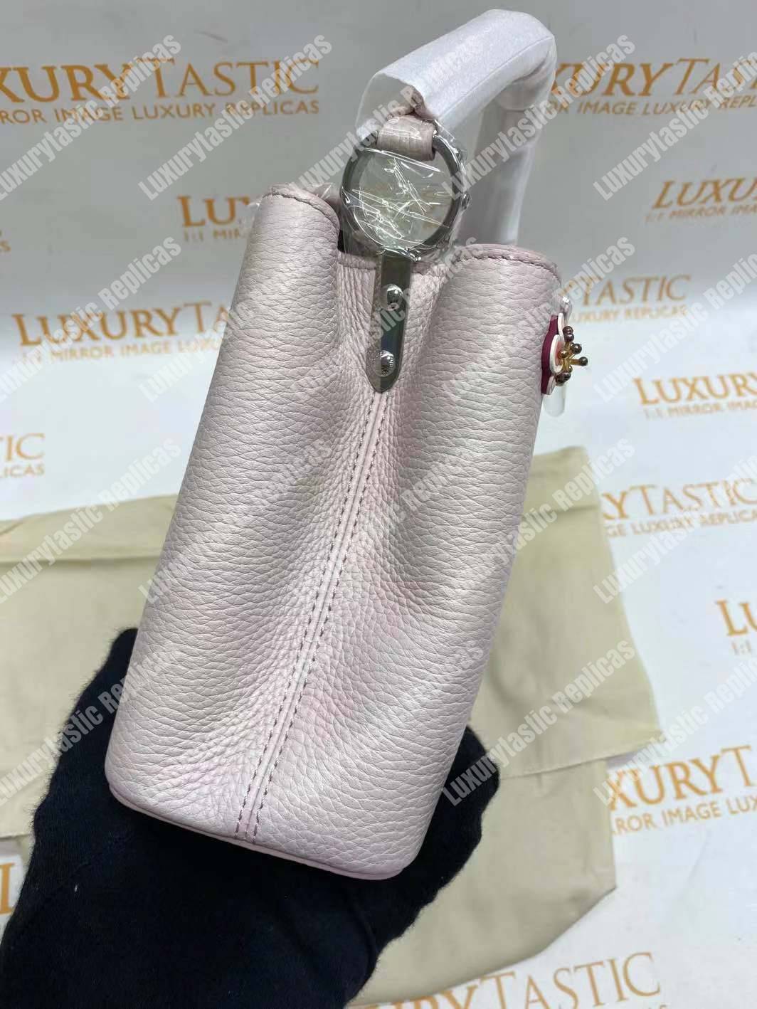 LV Capucines BB Taurillon Leather Rose Ballerine