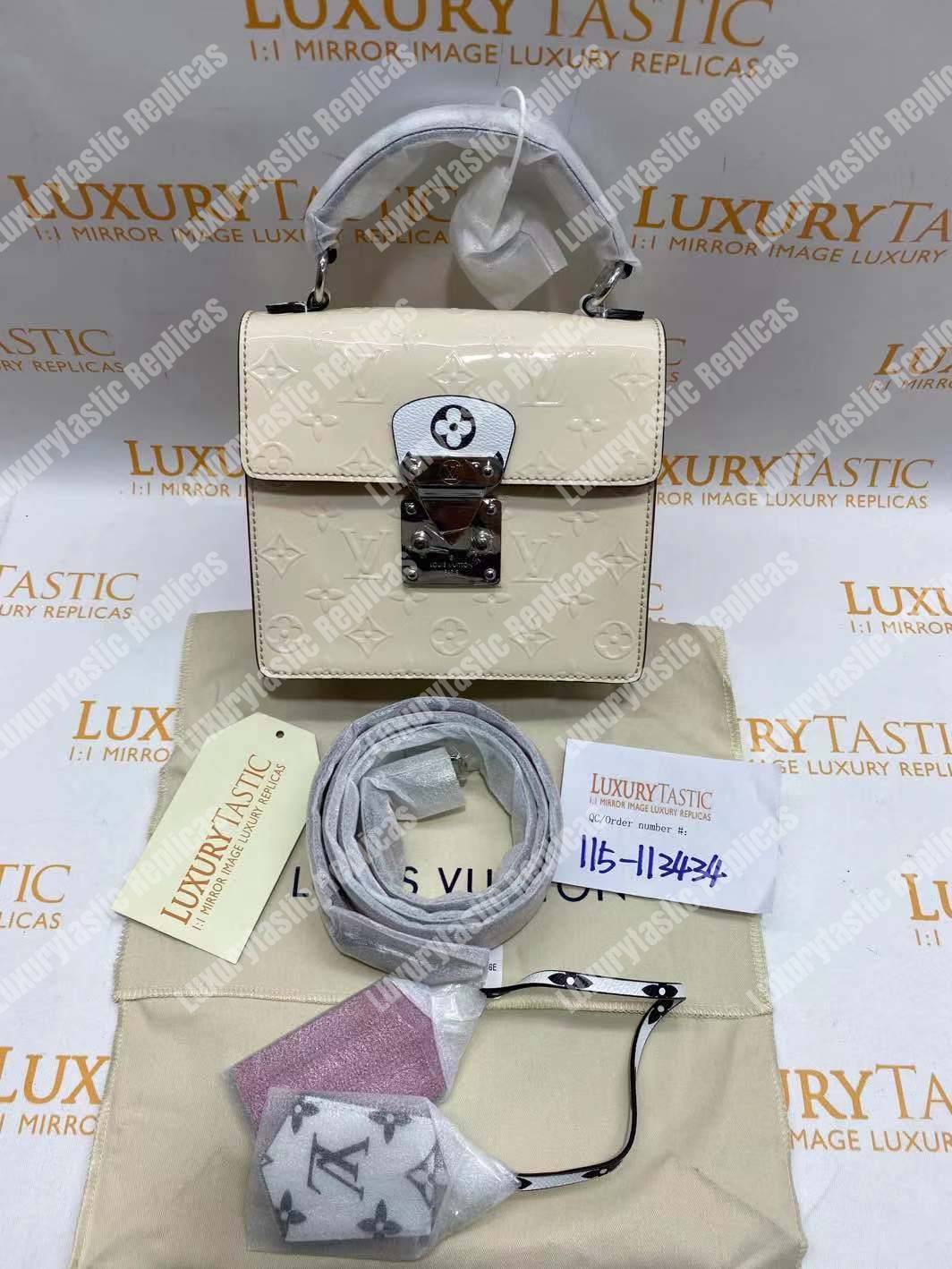 LV Spring Street Monogram Vernis Creme Beige