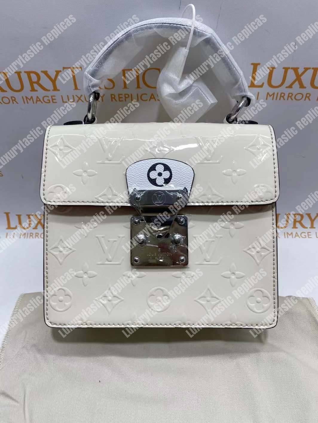 LV Spring Street Monogram Vernis Creme Beige