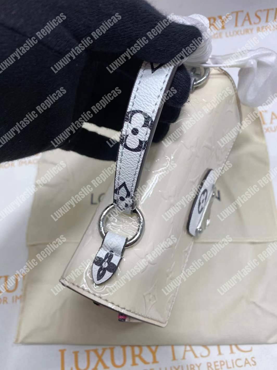 LV Spring Street Monogram Vernis Creme Beige