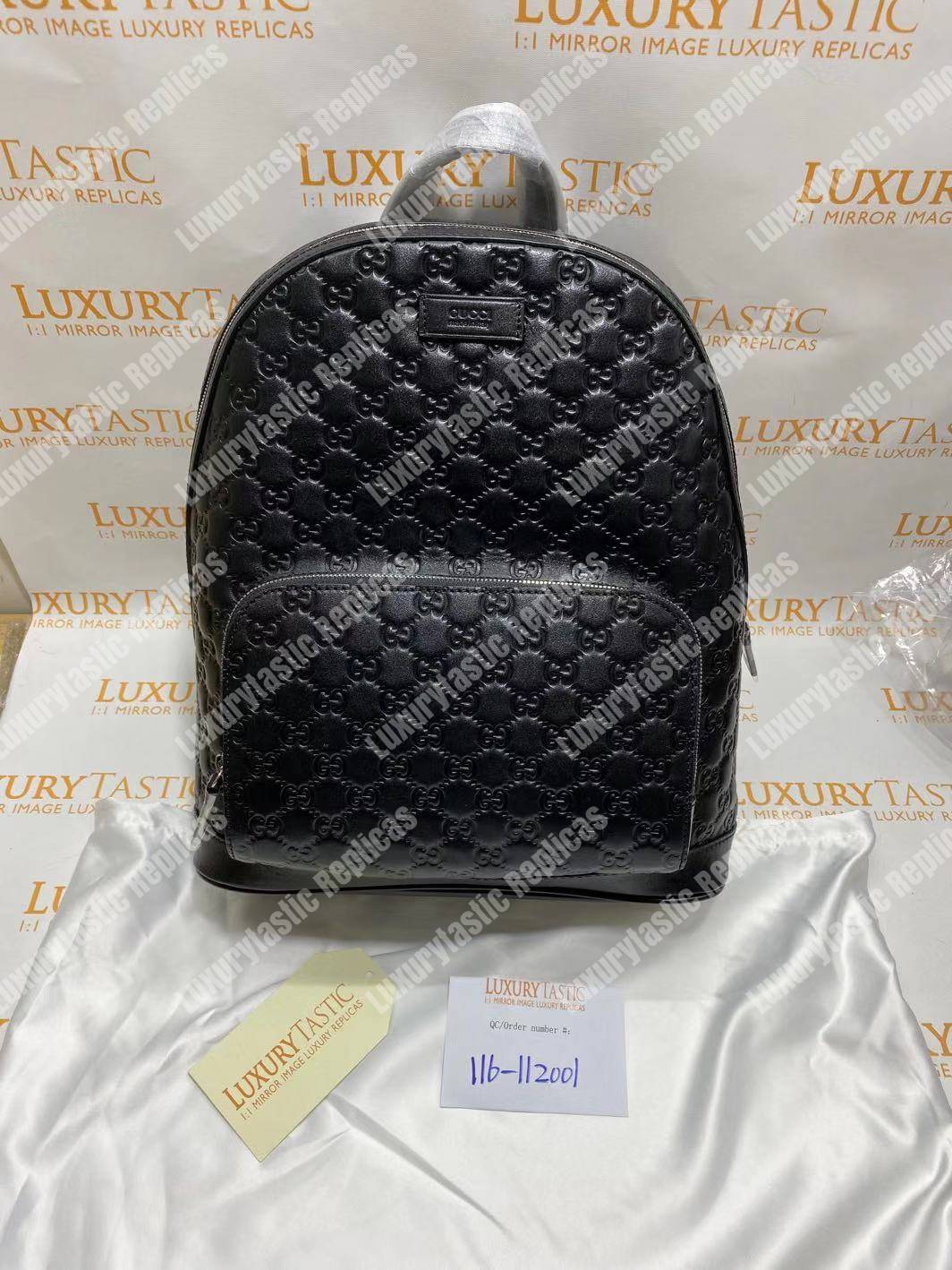 G*u*i signature leather backpack black
