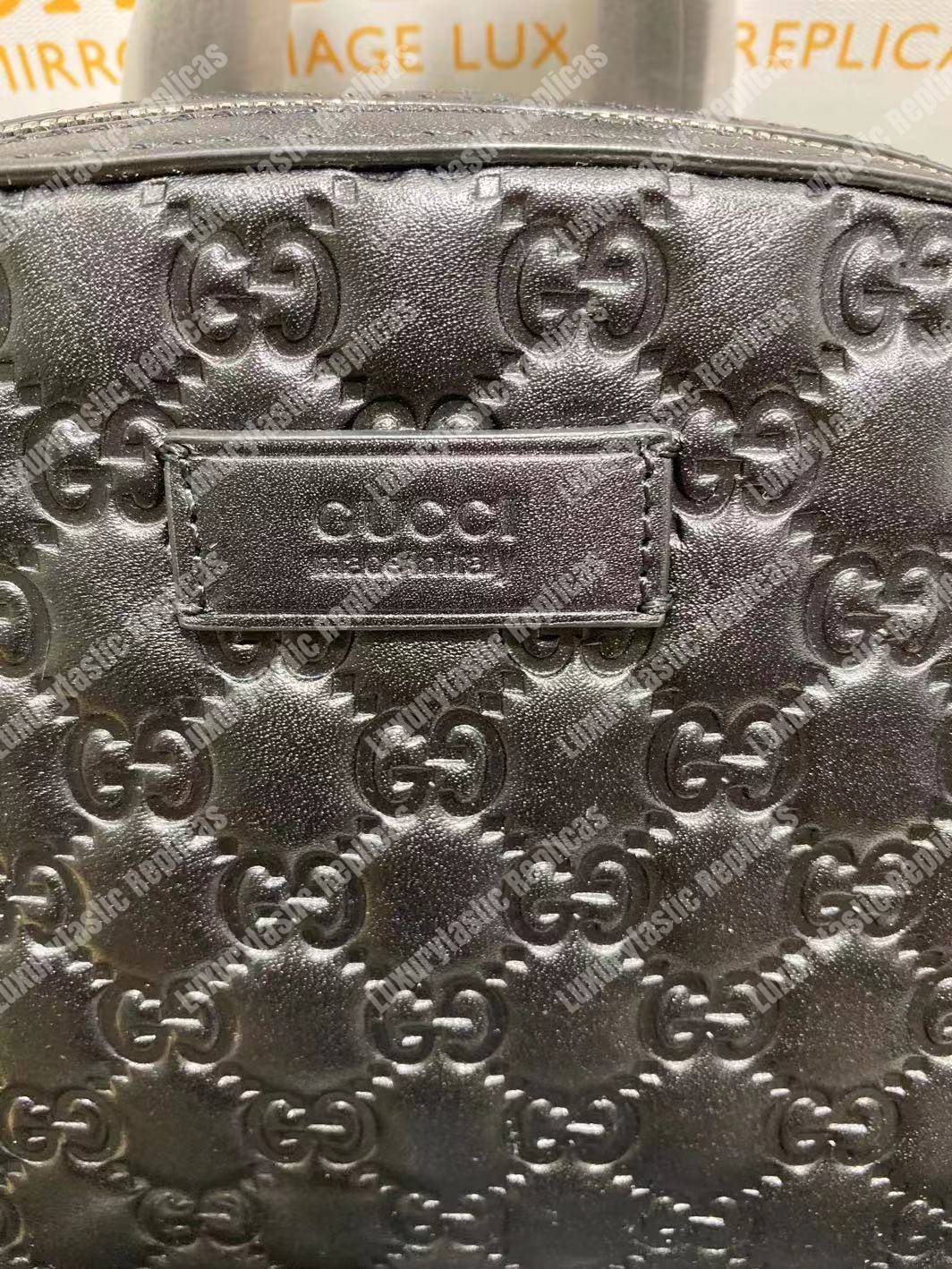 G*u*i signature leather backpack black