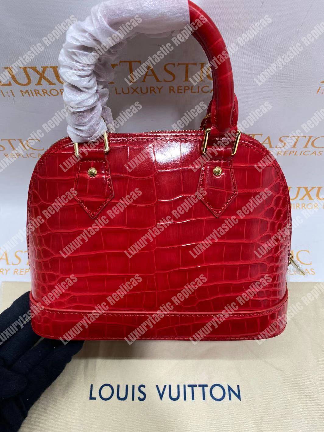 LV Alma BB Crocodilien Brillant Cerise