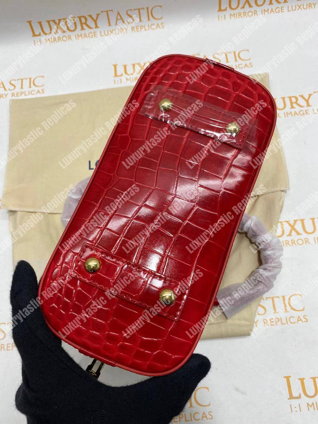 LV Alma BB Crocodilien Brillant Cerise