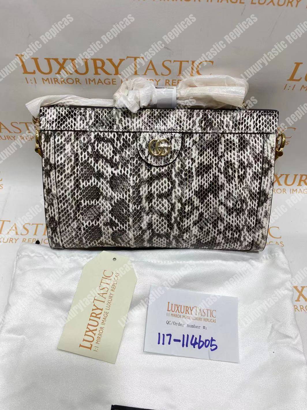 G*u*i ophidia small snakeskin shoulder bag grey