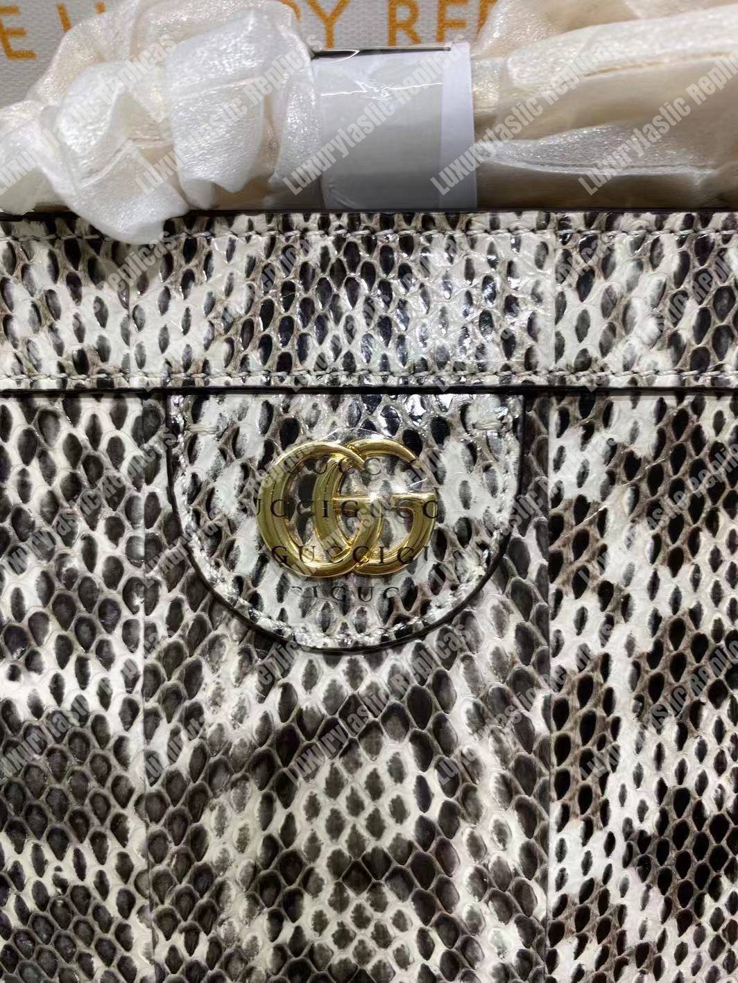 G*u*i ophidia small snakeskin shoulder bag grey