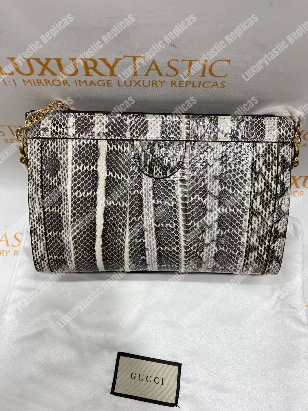 G*u*i ophidia small snakeskin shoulder bag grey