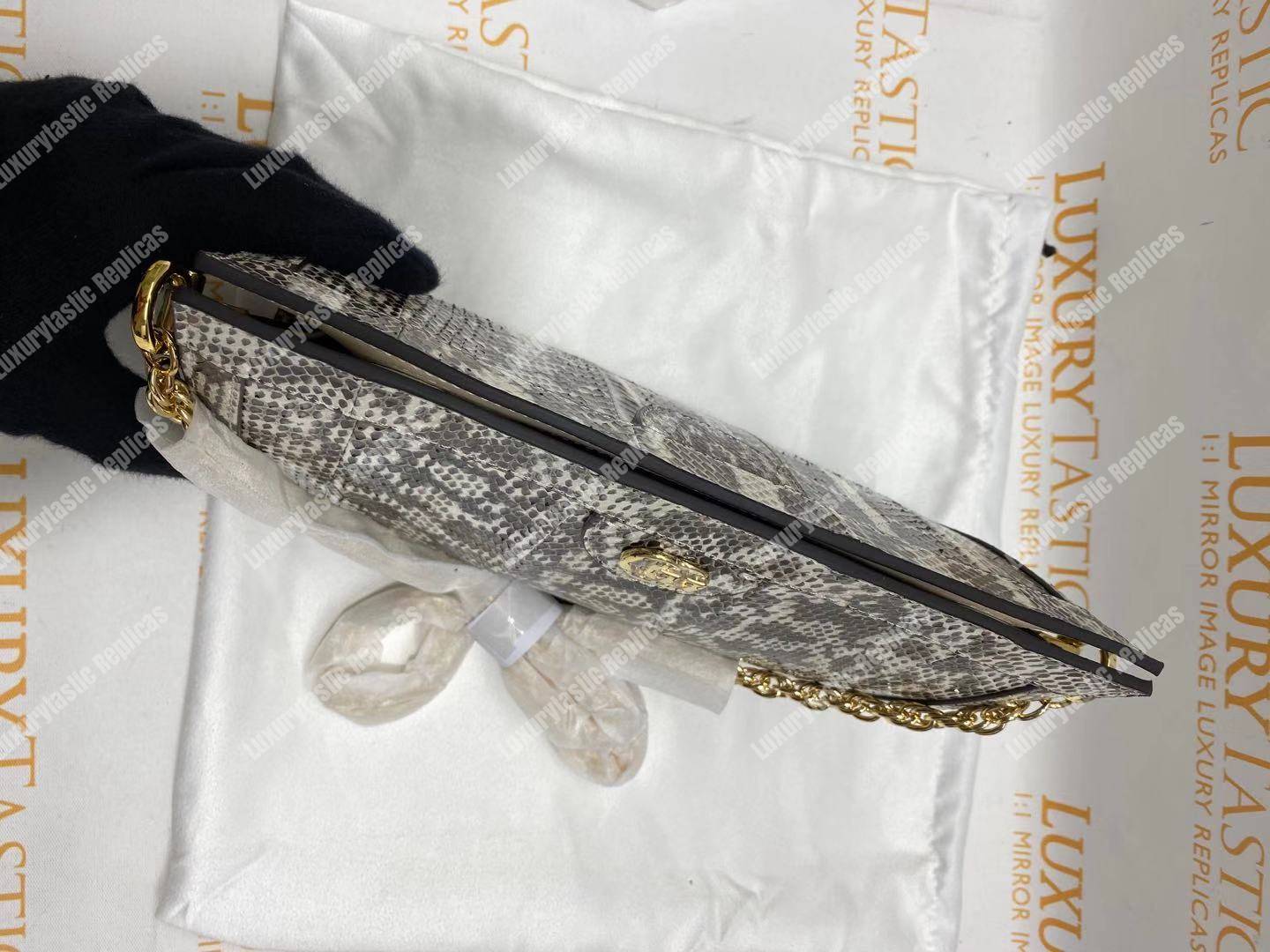 G*u*i ophidia small snakeskin shoulder bag grey