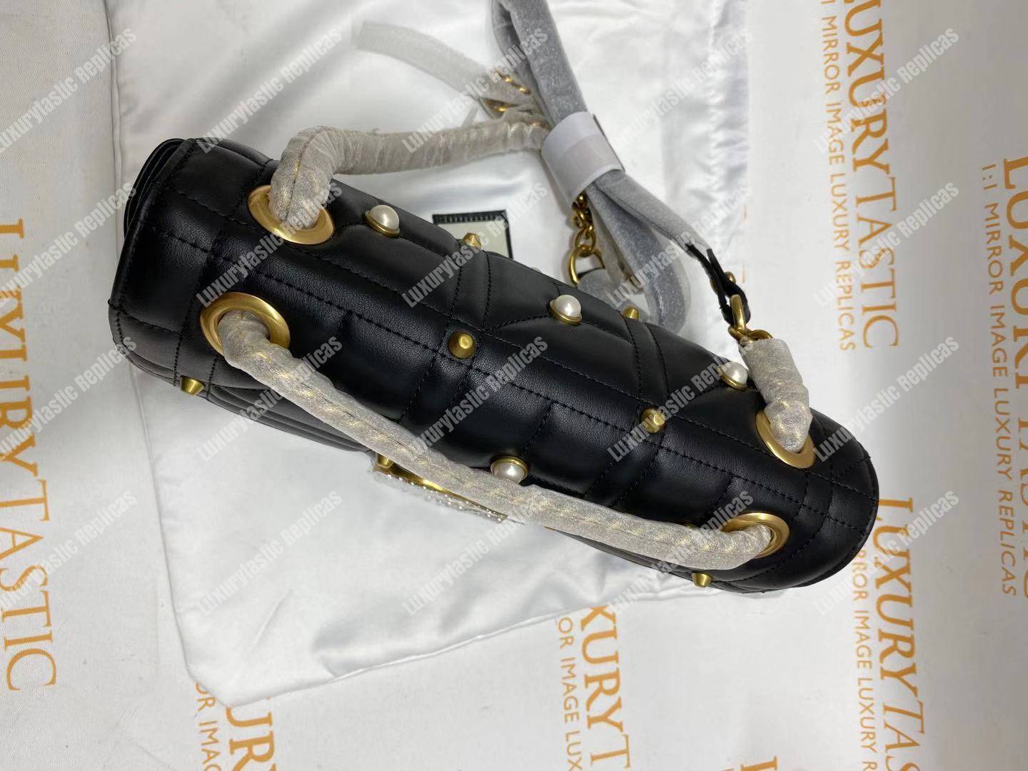 G*u*i gg marmont small matelassé shoulder bag with pearls black