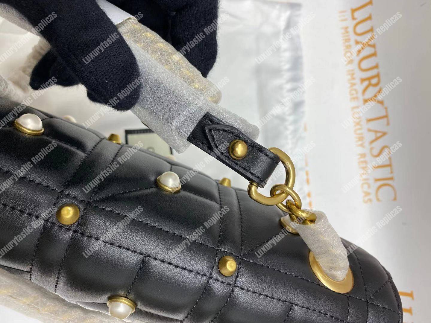 G*u*i gg marmont small matelassé shoulder bag with pearls black