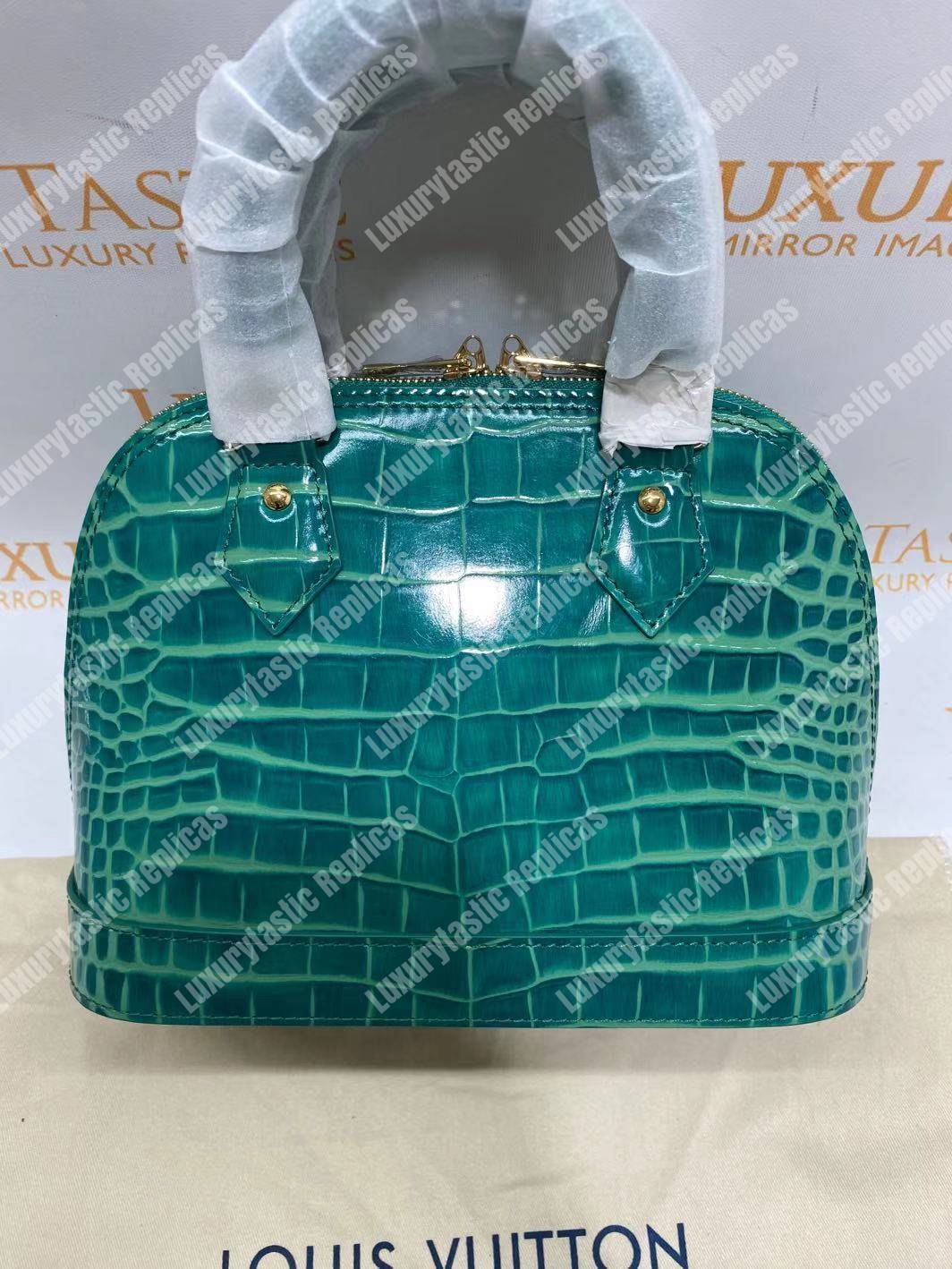 LV Alma BB Crocodilien Brillant Bleu Canard Blue