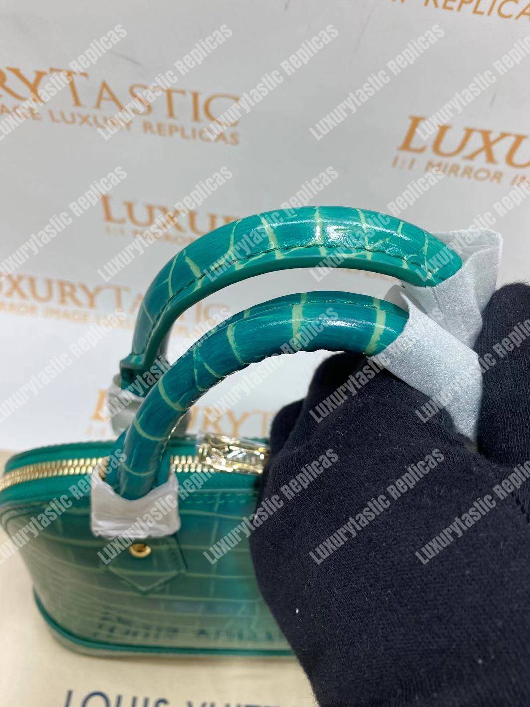 LV Alma BB Crocodilien Brillant Bleu Canard Blue