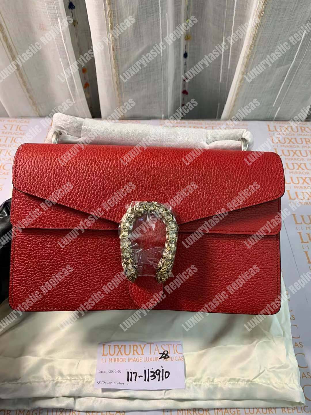 G*u*i dionysus small shoulder bag hibiscus red leather