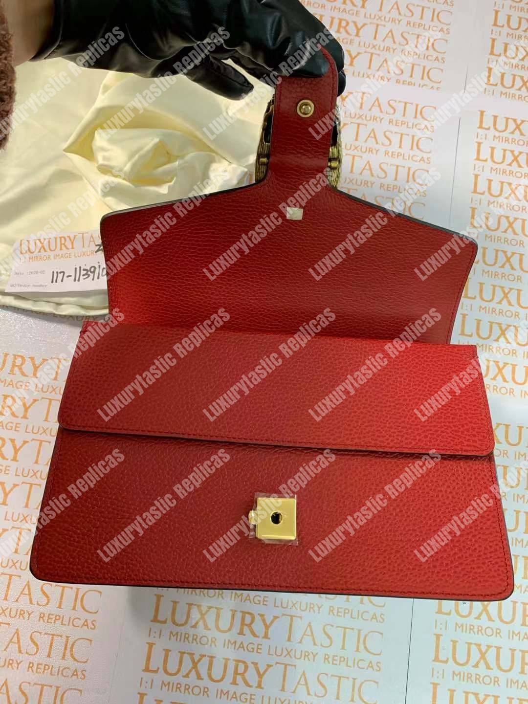 G*u*i dionysus small shoulder bag hibiscus red leather