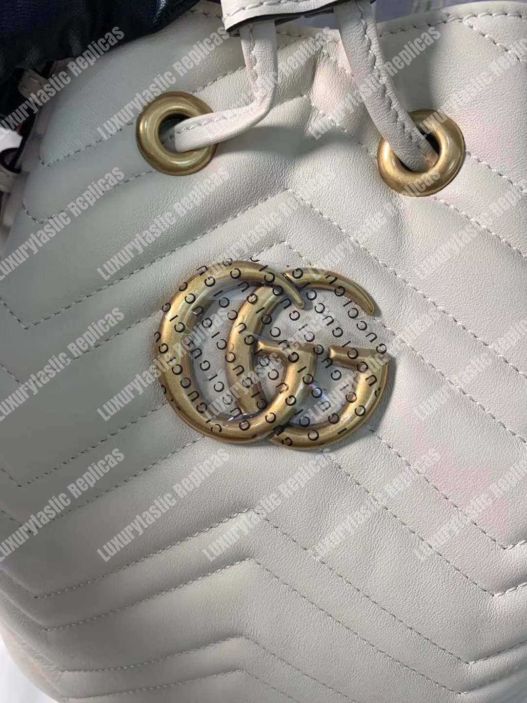 G*u*i gg marmont chevron leather bucket bag white