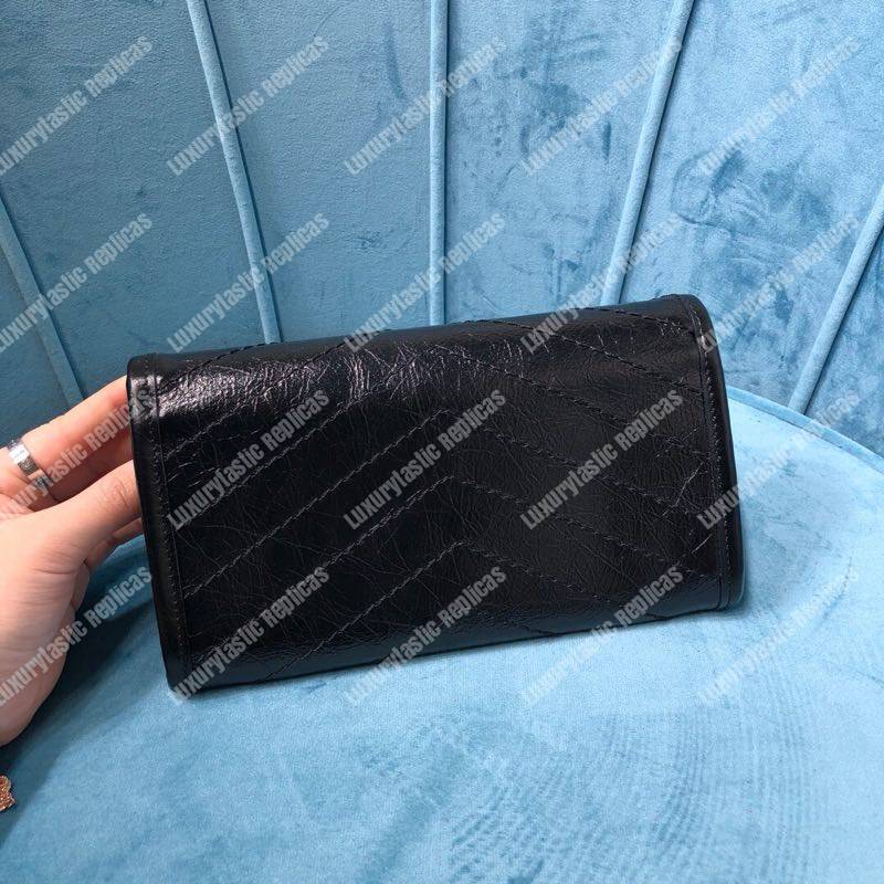 Saint Laurent Niki Large Wallet In Crinkled Vintage Leather Black