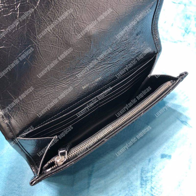 Saint Laurent Niki Large Wallet In Crinkled Vintage Leather Black