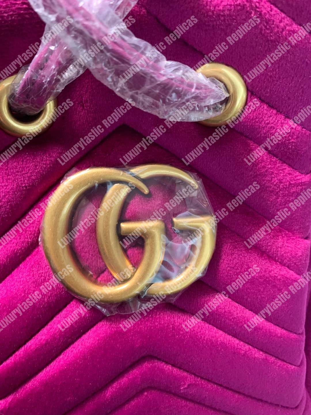 G*u*i gg marmont velvet bucket bag fuchsia
