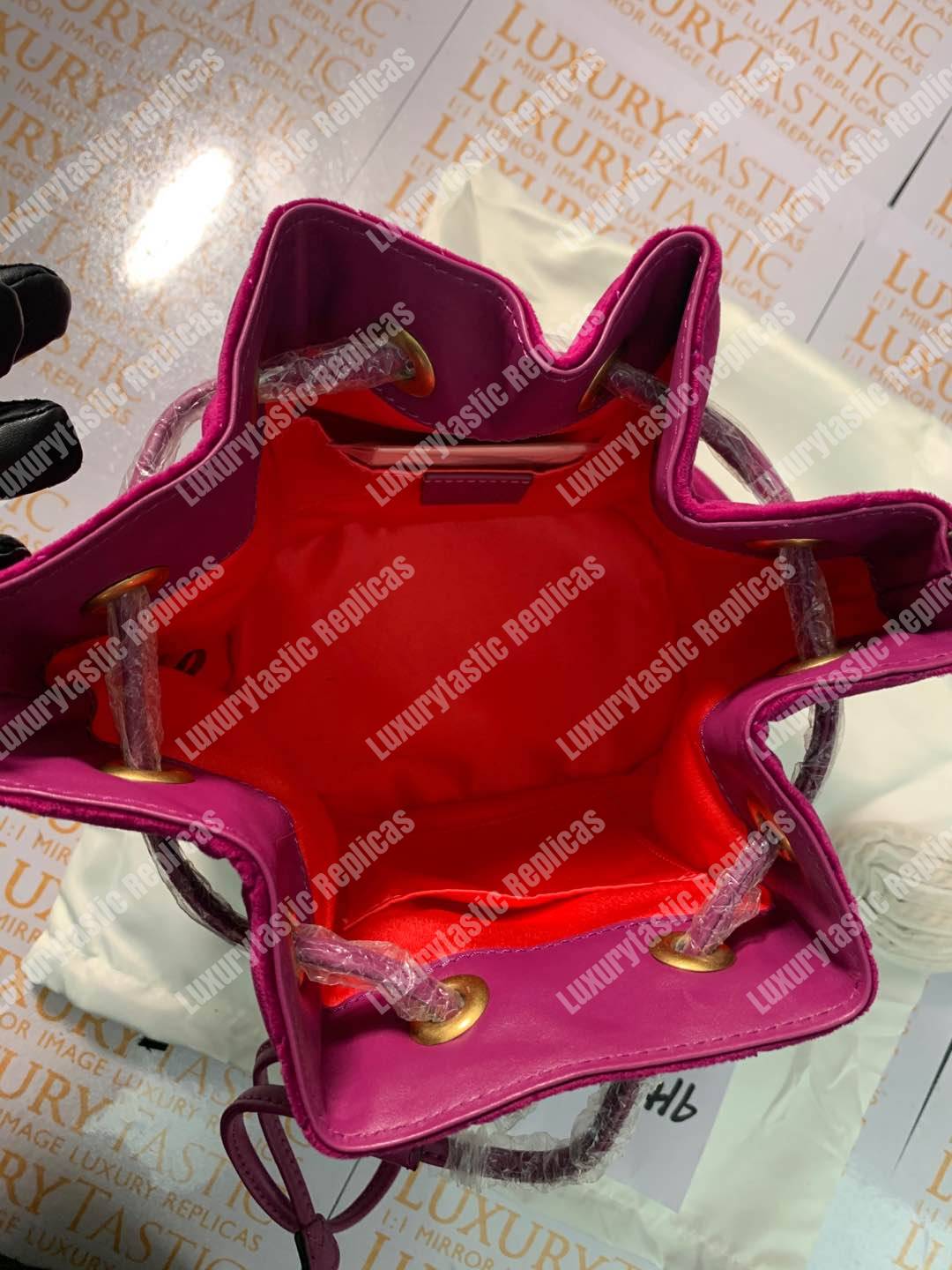 G*u*i gg marmont velvet bucket bag fuchsia