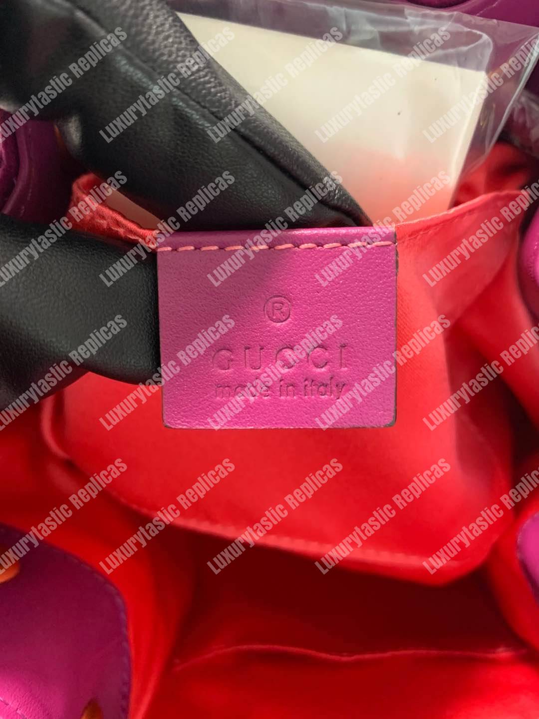 G*u*i gg marmont velvet bucket bag fuchsia