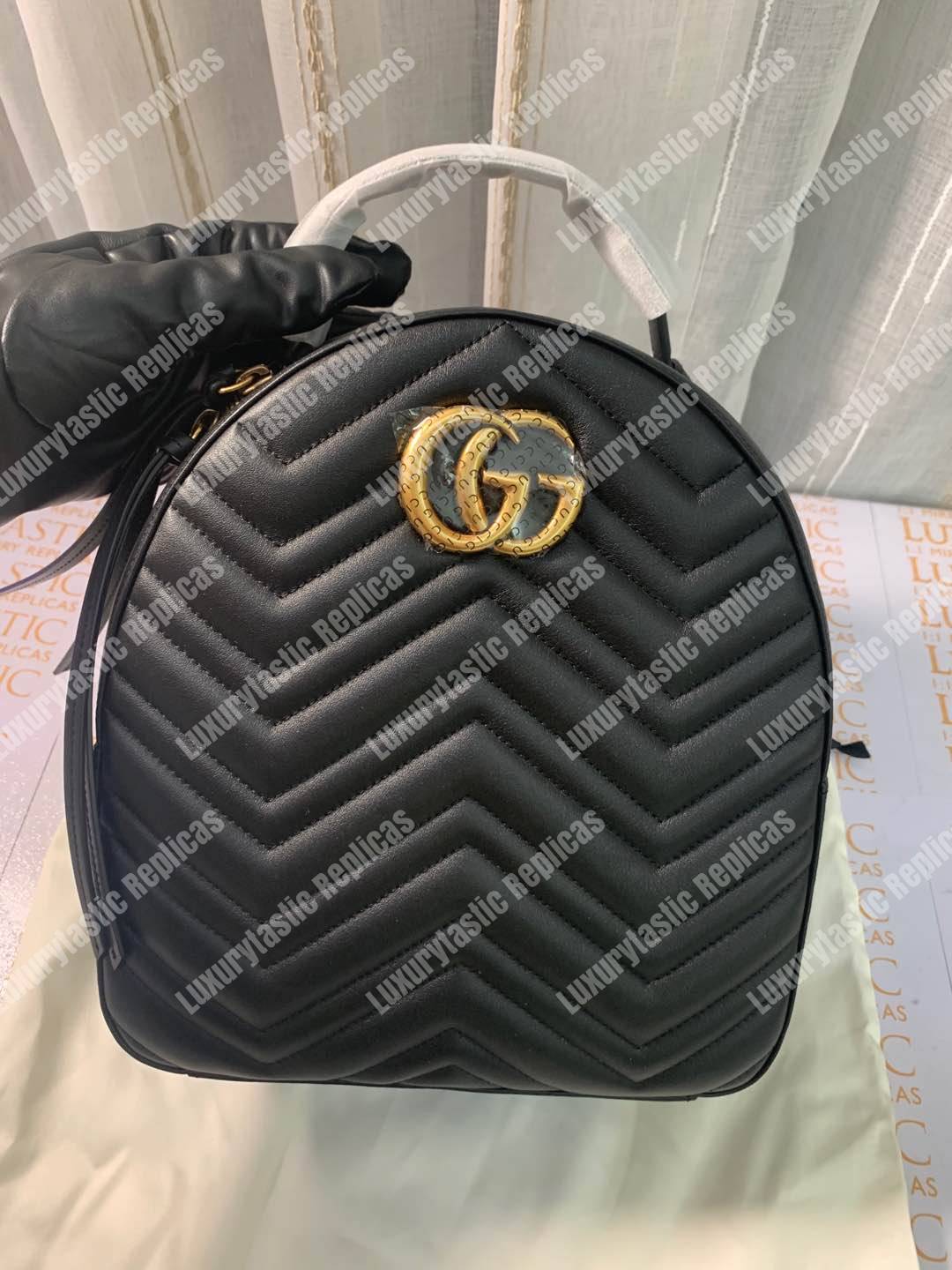 G*u*i gg marmont quilted leather backpack black