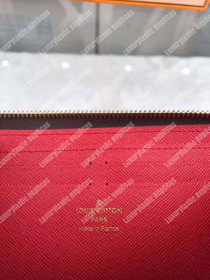 LV Clemence Wallet Damier Ebene Cherise