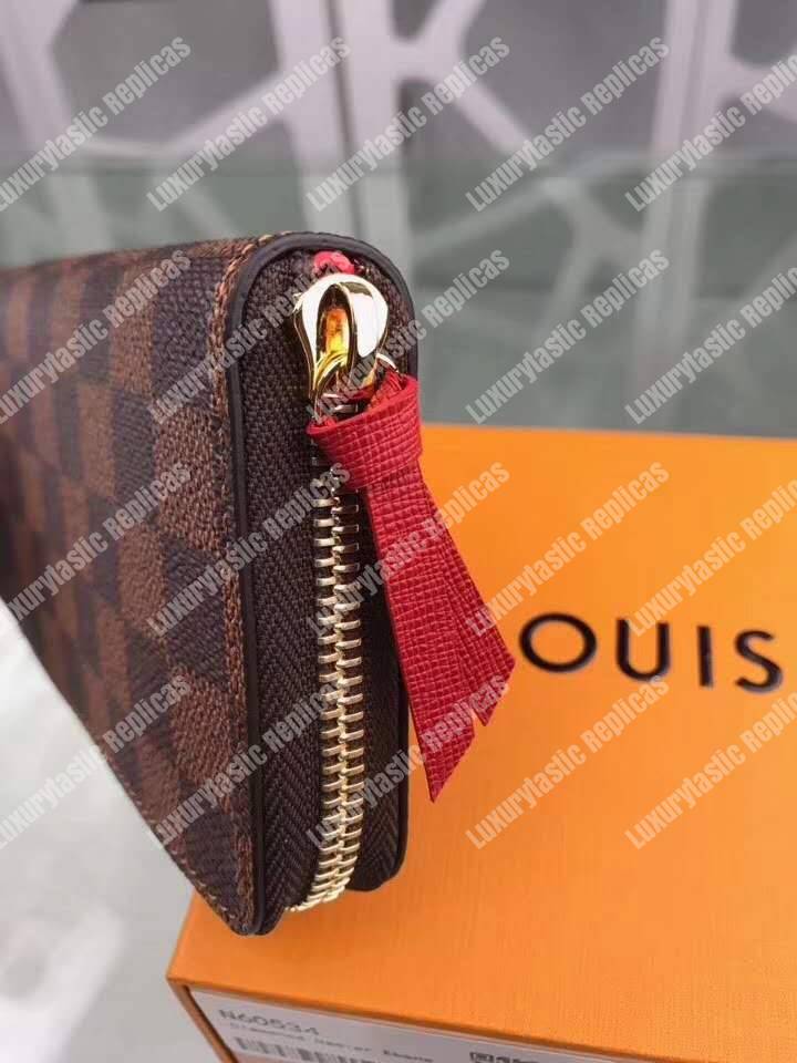 LV Clemence Wallet Damier Ebene Cherise