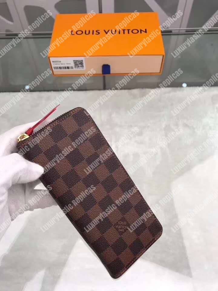 LV Clemence Wallet Damier Ebene Cherise