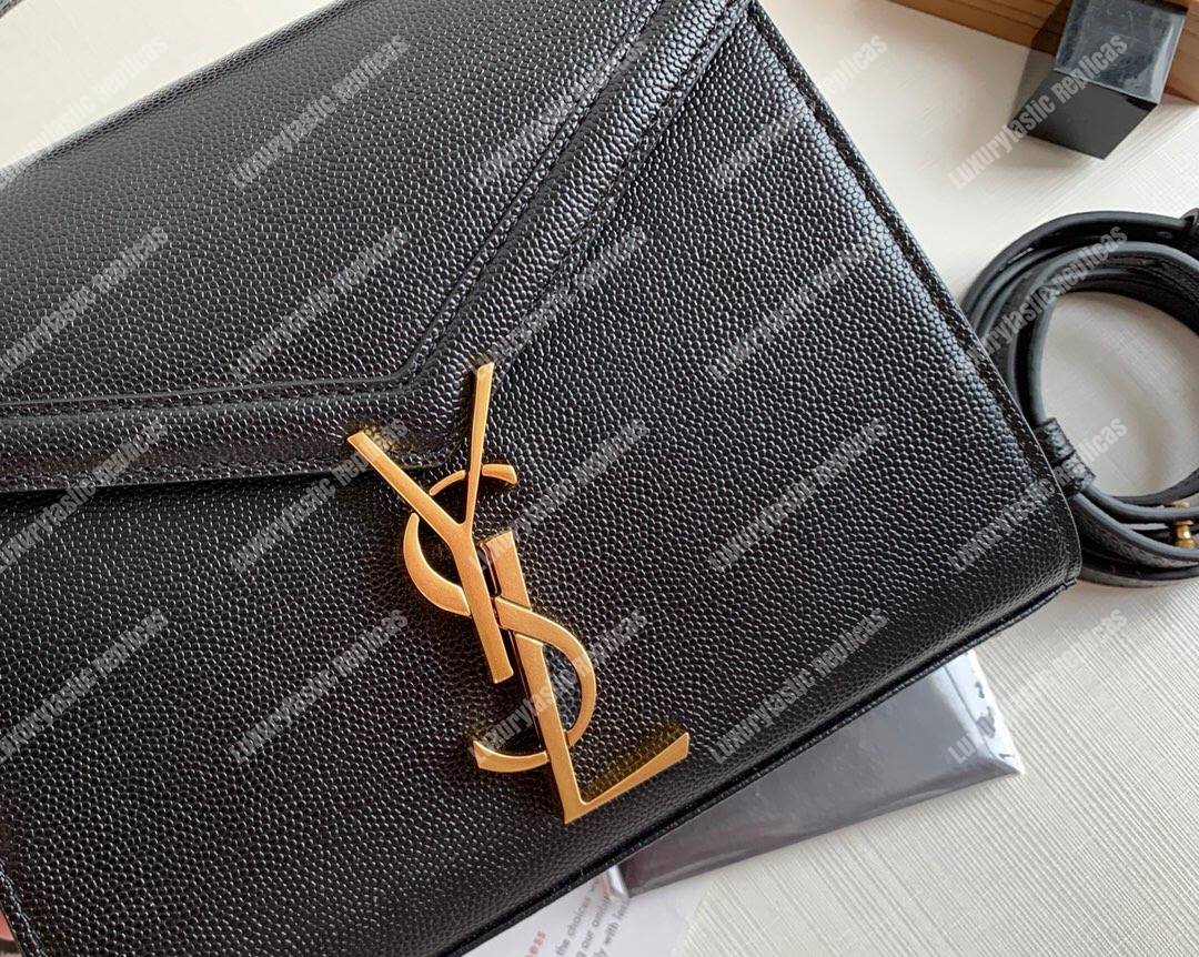 Saint Laurent Cassandra Mini Top Handle Bag In Grain De Poudre Embossed Leather Black