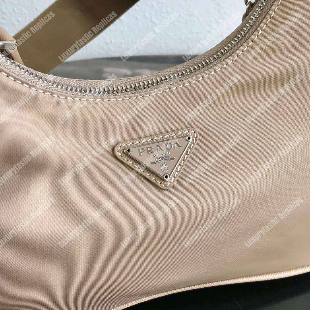 Pra*a re-edition 2005 nylon shoulder bag beige