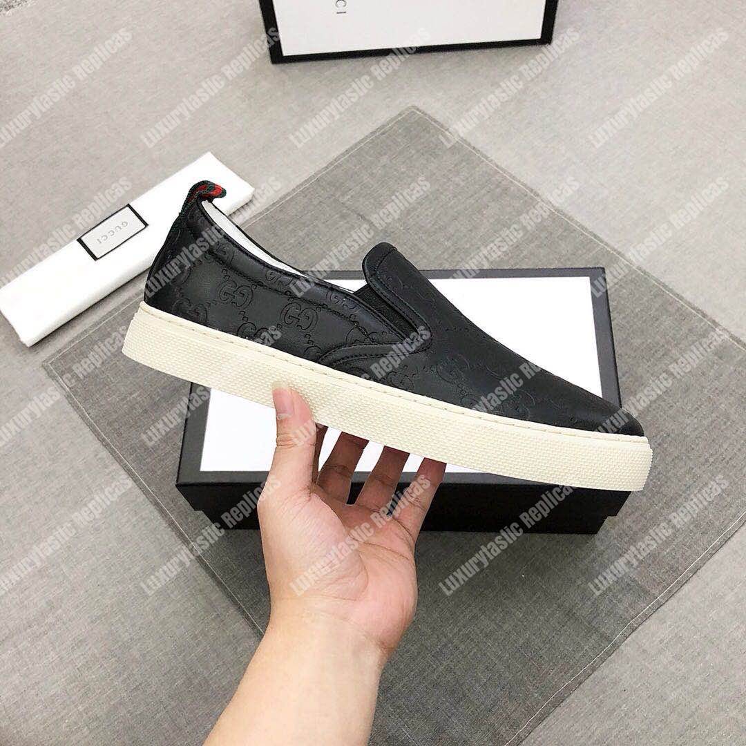 G*u*i mens signature slip-on sneaker black