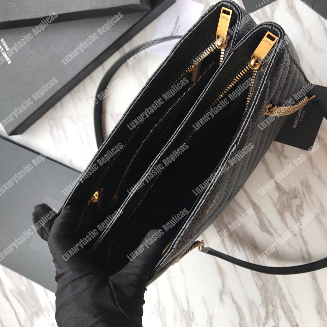 Saint Laurent Medium Leather Tribeca Double Chain Black