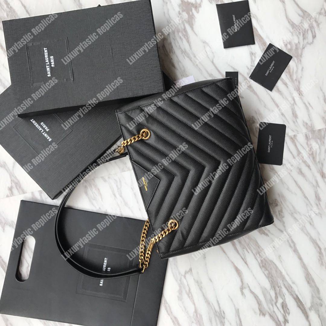 Saint Laurent Medium Leather Tribeca Double Chain Black