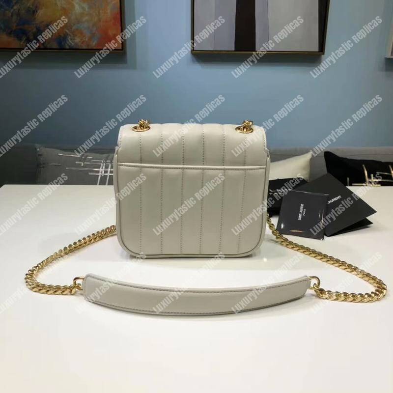 Saint Laurent Vicky Small In Matelassé Patent Leather White