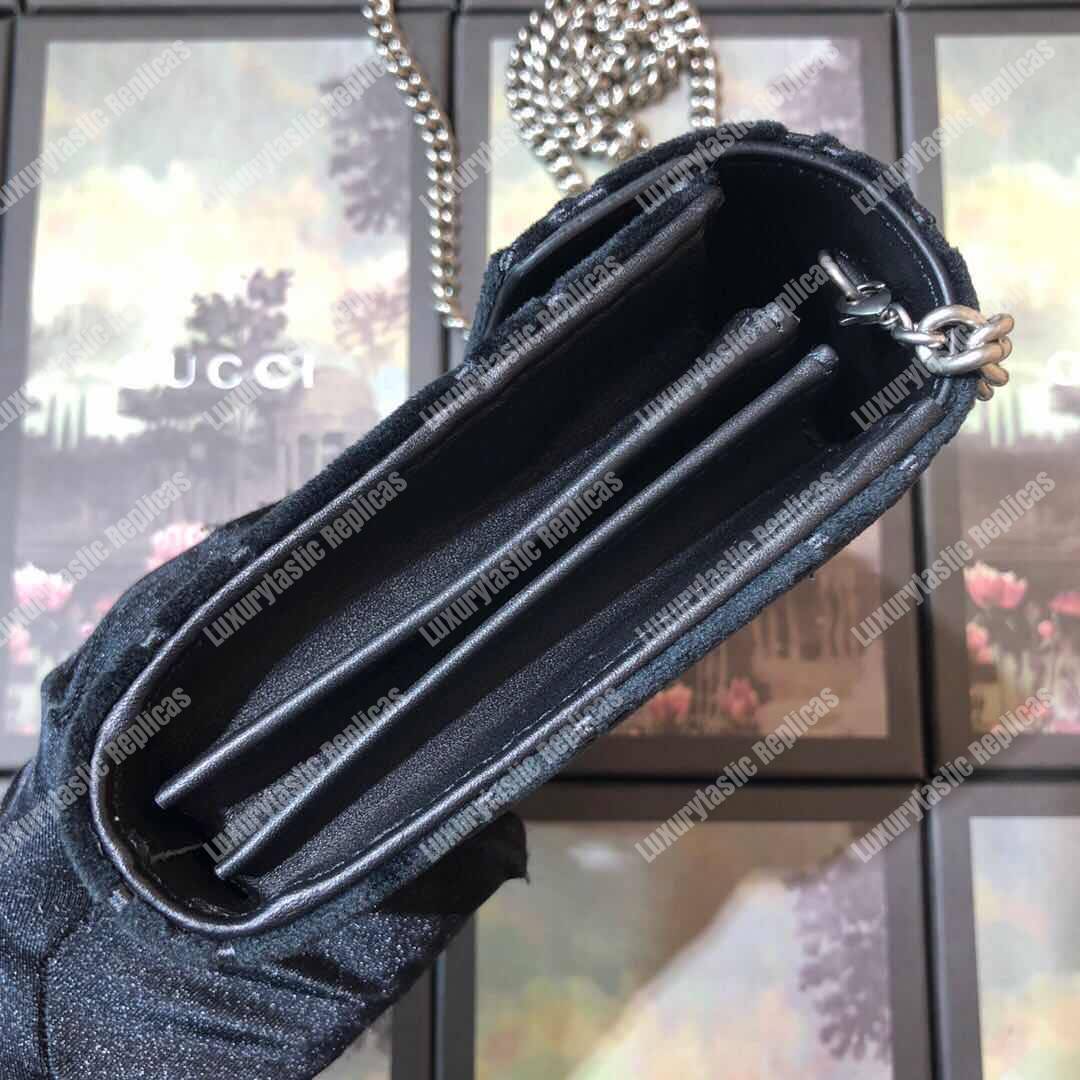G*u*i dionysus gg velvet mini chain wallet black velvet
